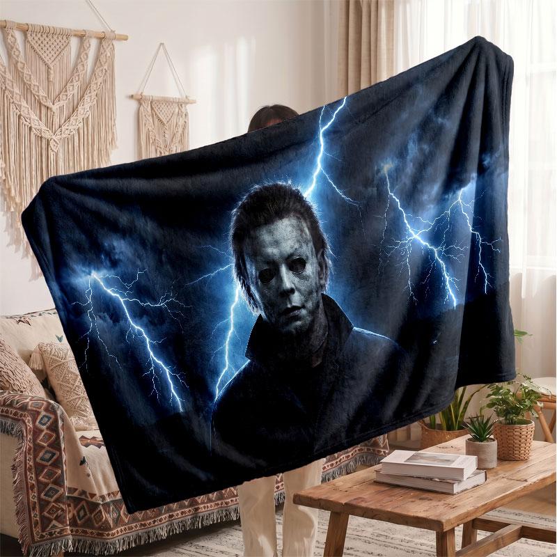 Warm Flannel BlanketHalloween Michael Myers Soft Cozy Throw Blanket for Bedroom Couch