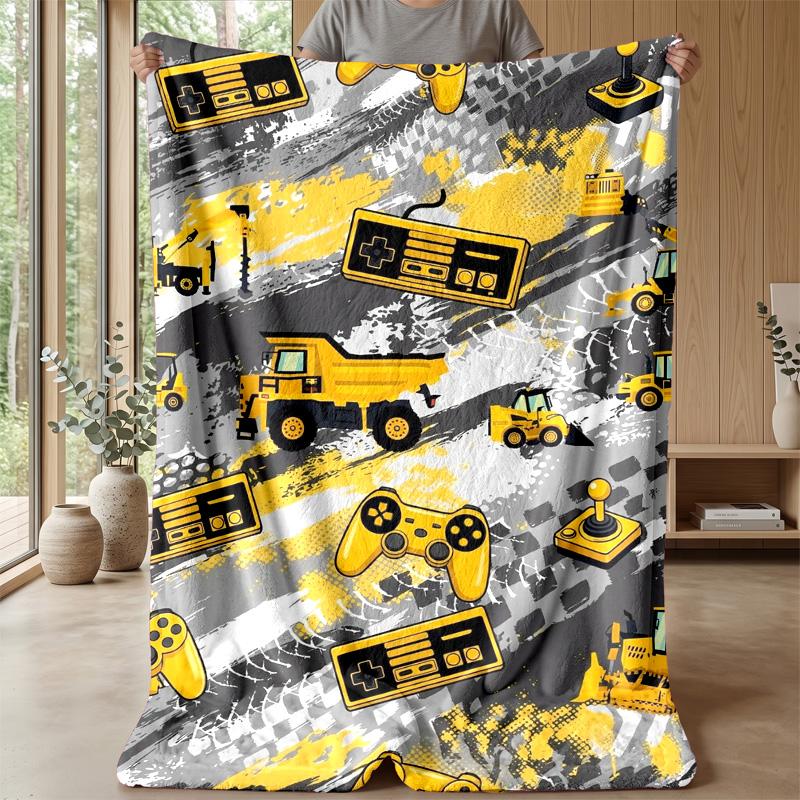 Red and Blue Game Controllers Theme Blanket Lightweight Warm Flannel Blanket Decorative Throw Blanket for Home Decoration