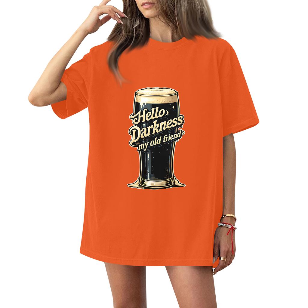 ( Darknss My Old Freend) Women's Fashion Casual Short-Sleeve Neck St. Patrick's Day Printed Shirt/T-Shirt Top