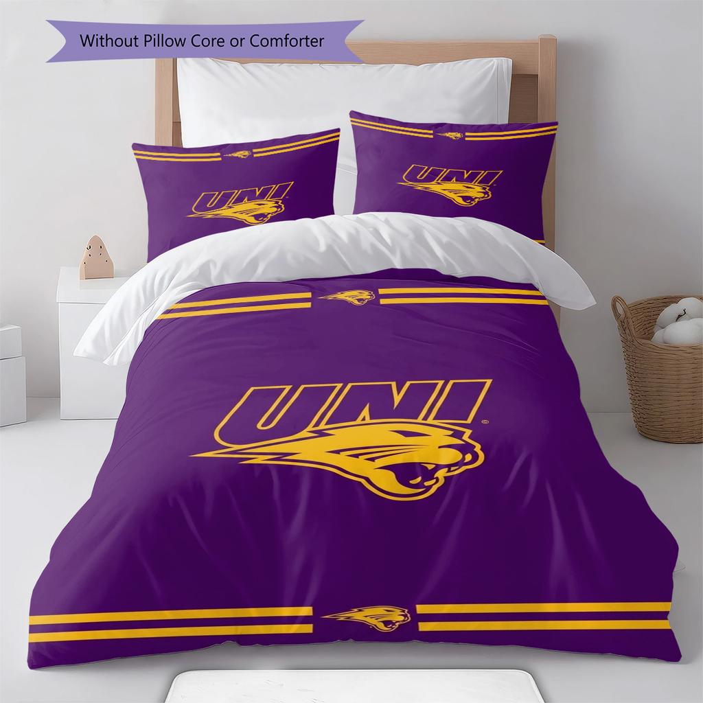 Northern Iowa Panthers Pattern Bedding Set Quilt Cover Pillowcase Home Decor Gift (1 * Duvet Cover + 2 * Pillowcase, Without Core)