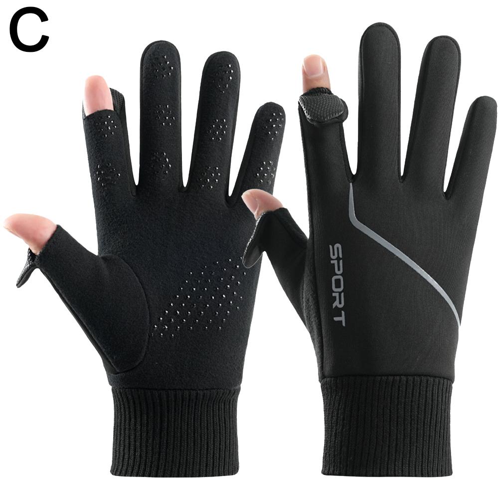 Touch Screen Winter Thermal Gloves Windproof And Warm For Driving Cycling Riding Running For Men Women Two Finger Flap I2G8