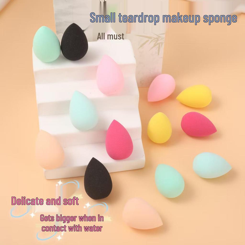 Mini Water Drop Makeup Sponge: Soft, Q-Bounce, Dual-Use for Dry & Wet, Expands Large When Wet, Non-Powder-Absorbing Cushion.