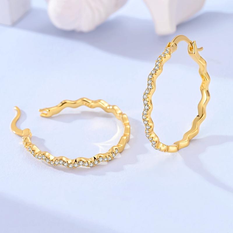 New 925 Silver Earrings Golden Beans Leaf Feather Luminous Elf Hoop Earring For Women Making Jewelry Gift