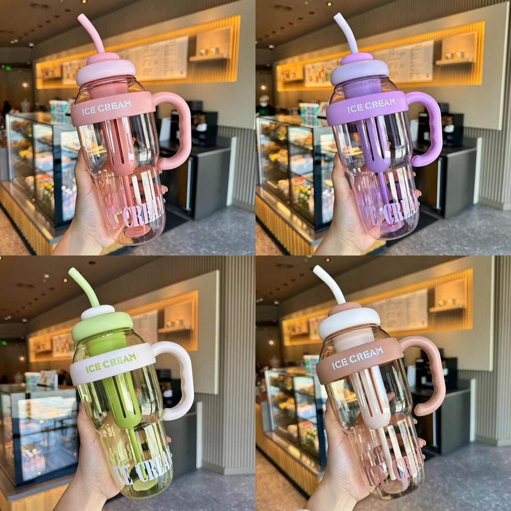 Ice Mug Large Capacity Summer Plastic Cup With Straw For Outdoor Activities And Gift
