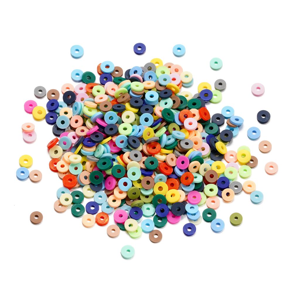 350pcs 6mm Flat Round Polymer Clay Beads Loose Spacer Beads for Jewelry Making DIY Needlework Bracelet Necklace Accessories