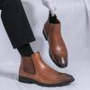 Men’s High Chelsea Boots Dress Formal Black Leather Ankle Boots Tuxedo Wedding Shoes Plus Size