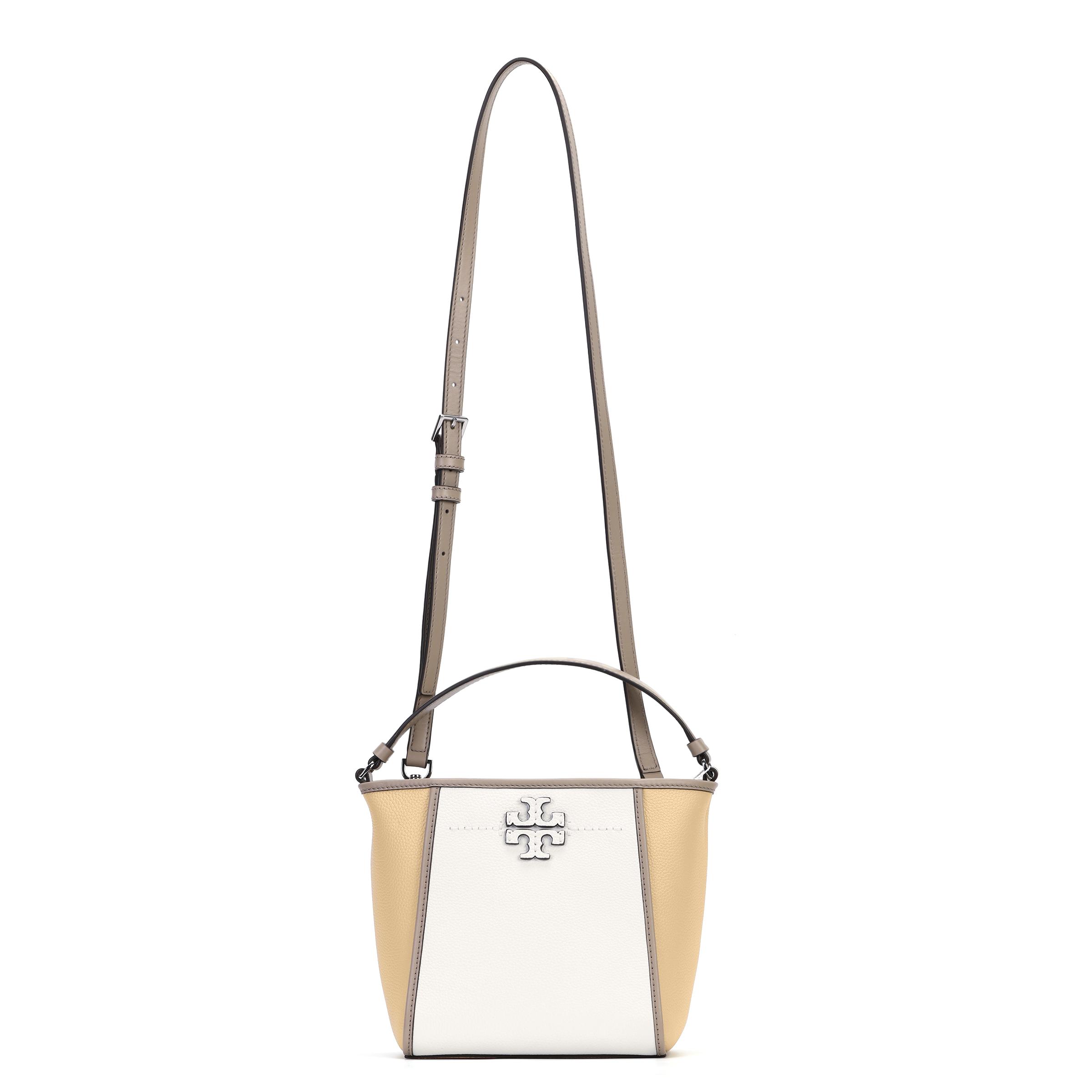 

Tory Burch Mcgraw Adjustable Detachable Shoulder Strap Magnetic Closure Color Block Leather Shoulder Crossbody Handbag Small Women handbags 154683-100 Basic Set (Bag+Dust Bag)