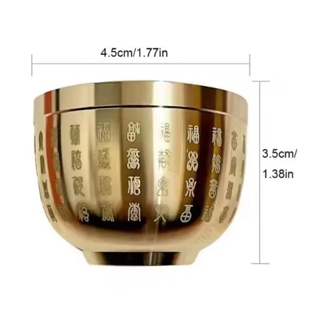 

Brass Hundred Blessings Bowl Feng Shui Mini Tabletop Decoration for Home Office Exquisite Wealth & Good Luck Gift