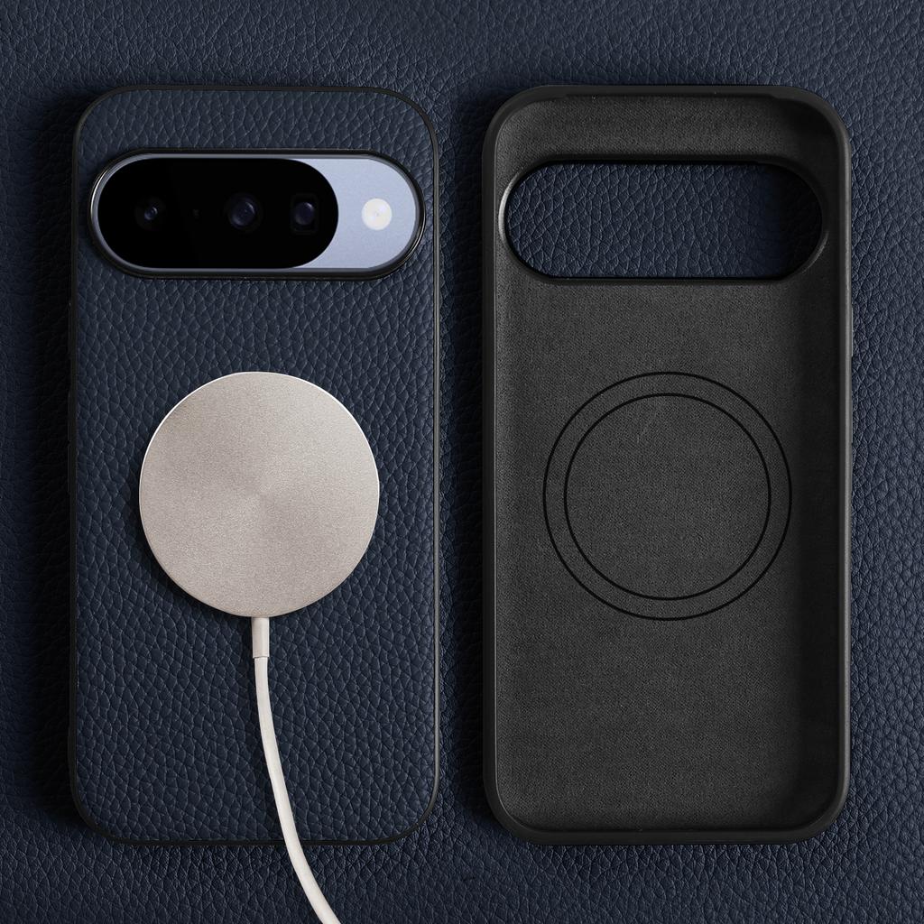 For Magsafe Lychee Genuine Leather Case For Google Pixel 10 Pro XL 10A 9 8 7 6 9A 8A 7A 6A Phone Back Cover Cases Magnetic Coque