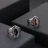 Retro Titanium Steel Creative Hand Jewelry, Stainless Steel Ruby Engraved Men'S Ring Personality Ring
