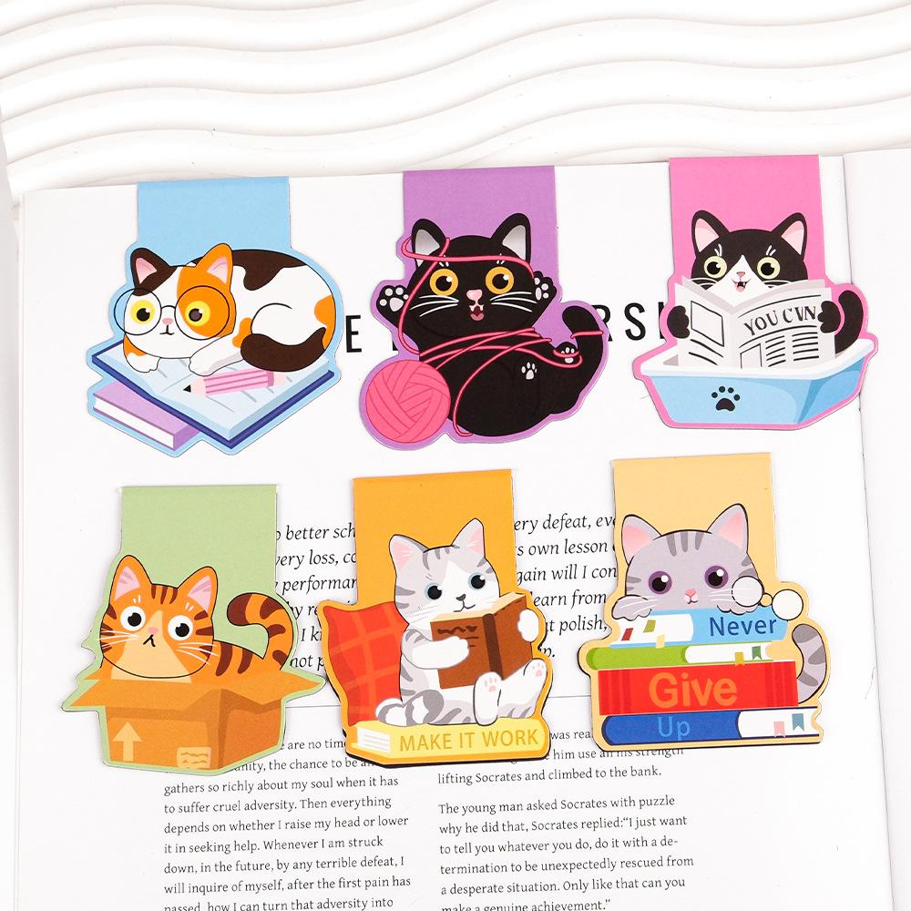 Cute Cat Magnetic Bookmark with Cartoon Design, Adorable Kitty Page Holder Clip for Reading Books, Fun Gift for Students