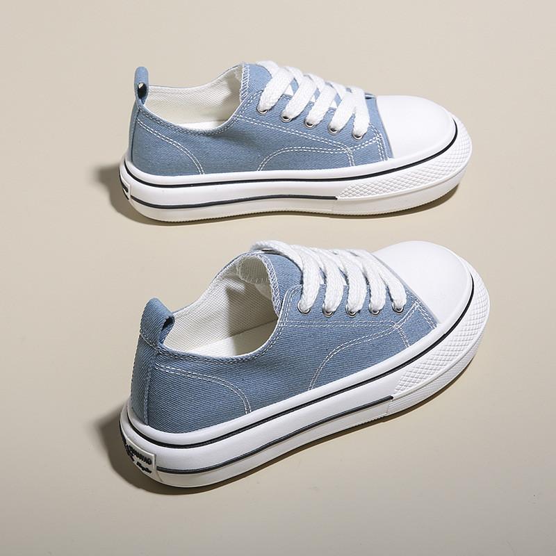 Spring and autumn new canvas shoes female students women's shoes low-top lace-up fashion casual board shoes ins trend white shoes