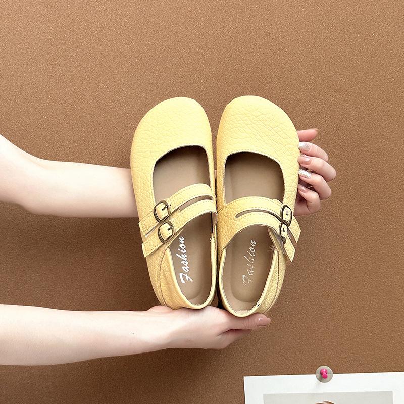 French Simple Retro with Skirt Mary Jane Shoes Women's 2025 Summer New Shallow Single Shoes Commuter Ballet Shoes