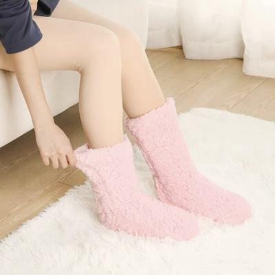 Calcetines Gruesos de Invierno Térmicos de Cachemira para Mujer Acogedores Suaves Calcetines de Piso de Terciopelo Alfombra para Dormir Calcetines Antideslizantes Cálidos Tipo Zapatilla