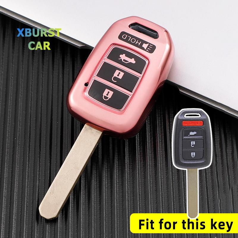 For Honda Accord Civic 4Buttons Soft Tpu Car Key Cover Case Shell Fob Remote Accessories