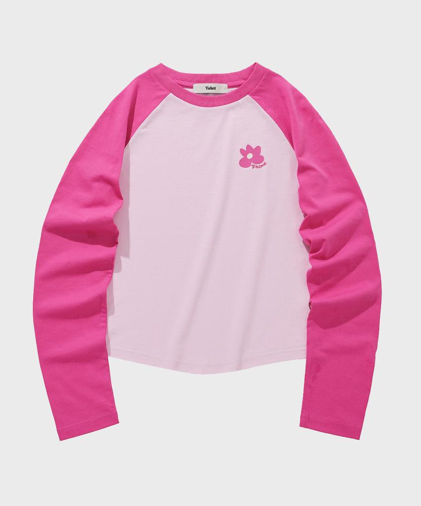 FALLETT Flower Logo Raglan Long Sleeve Pink