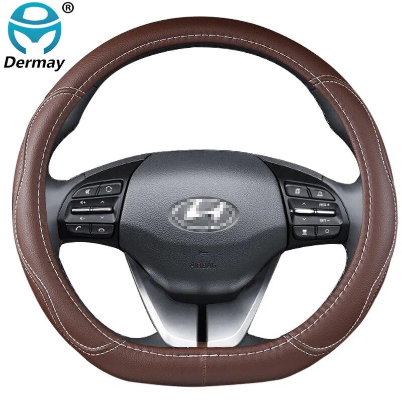 for Hyundai ioniq 2016 2017 2018   Car Steering Wheel Cover D Shape PU Leather Auto Accessories interior Fast Shipping