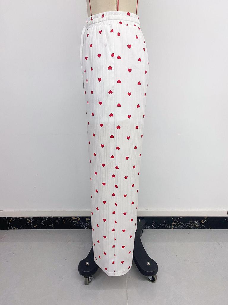 European and American Women's Heart Pattern Lace-up Wide Leg Pants, Summer 2026 Edition