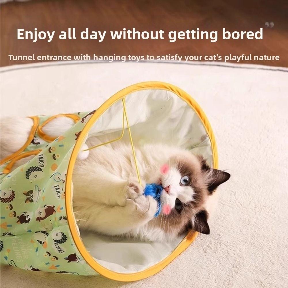 Bite Resistant Cat Toys Drill Bag Collapsible Polyester Cat Tunnel Bag Sound Paper Exercising Hiding Training