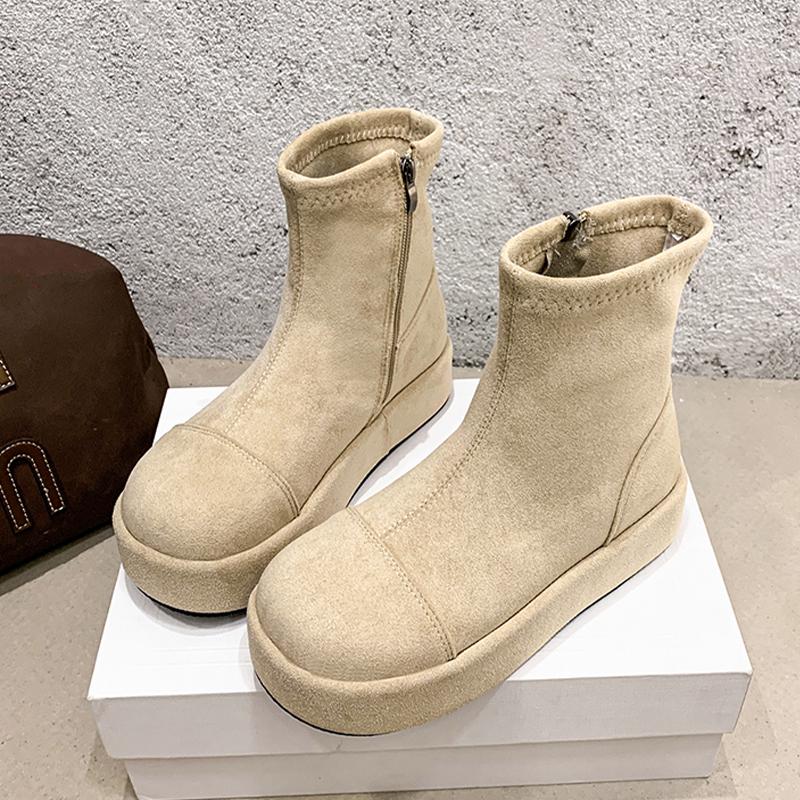 

Модные женские ботильоны на плоской подошве, на платформе, из замши, дизайнерская обувь, модные повседневные зимние ботинки, 2025, новые, зимние, уютные, спортивные, женские ботинки челси 40 хаки