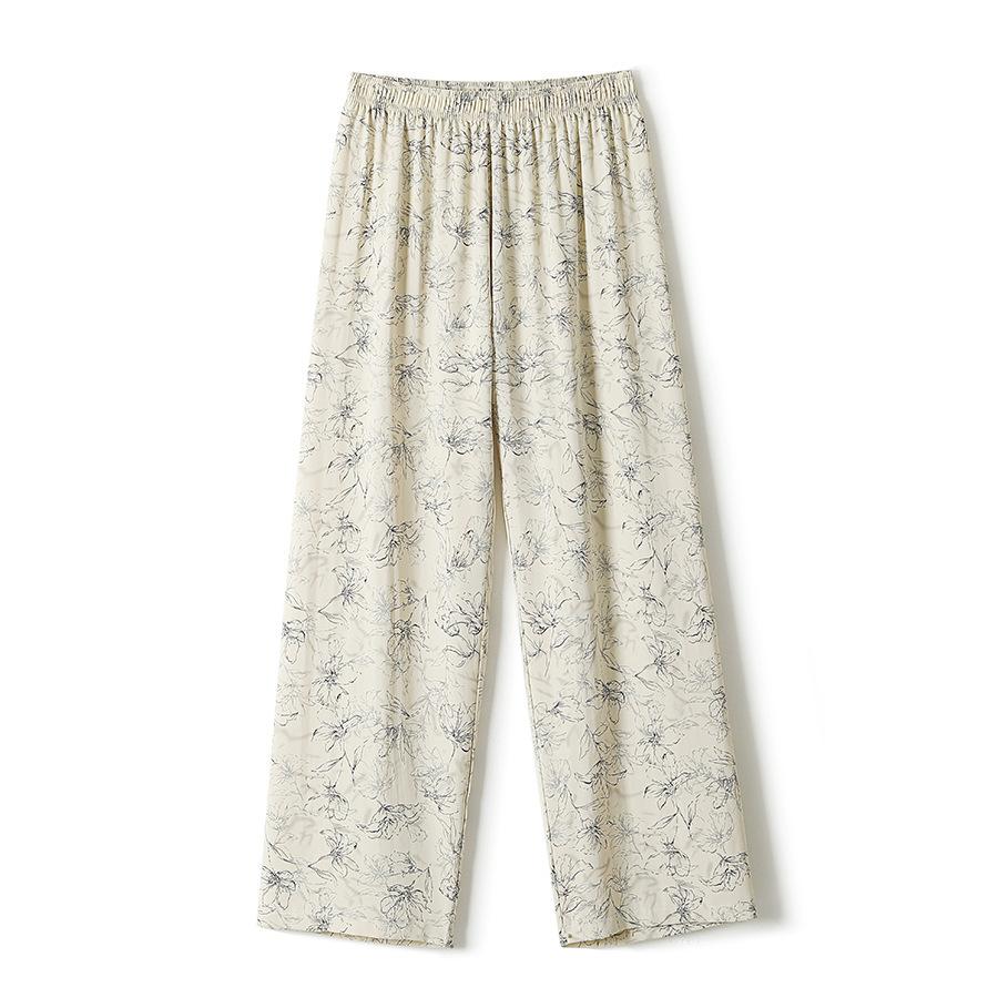 Womens Pants Summer Ink Painting Tie-dye Wide-leg Pants for Women High-Waist Slim Everyday Pants for Women Yamamoto Pants Cool Pants