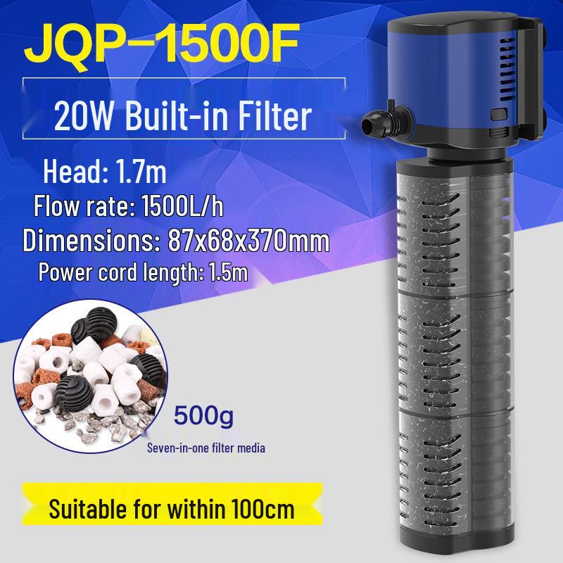 Three-in-One Submersible Fish Tank Pump with Built-in Filter & Aeration
