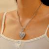 Retro Victoria Minimalist Mini Silver Peach Heart Necklace Photo Box Necklace Pendant