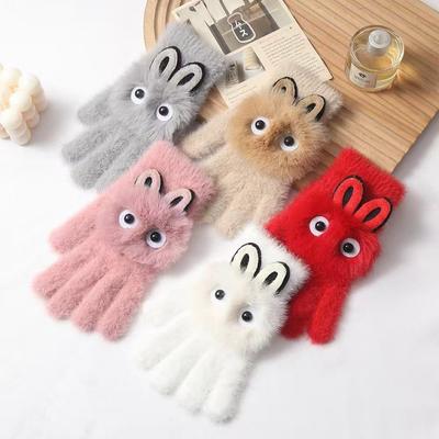 Cute Rabbit-head Warm Gloves for Children, Fashionable Gloves for Boys and Girls Winter