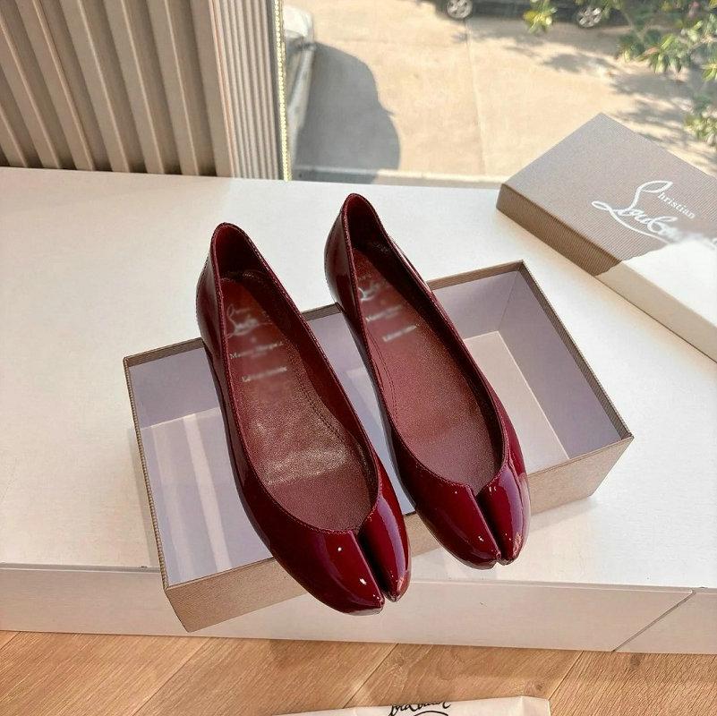 Fashion Sheepskin Version ~ French Red Leather Toe Shoes Female Spring New Soft Sole Mary Jane Single Shoe Ballet Flat Shoes
