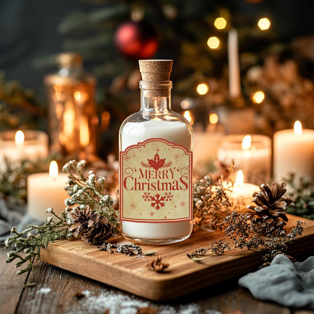 New Style, Christmas Theme, Copperplate Paper, Adhesive Bottle Stickers, Party Decorations, Red Wine Bottle Decoration Stickers, Holiday Supplies