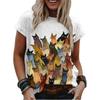 3D Cat Painting Women's T-shirt Cat Image Printing Round Neck Casual Summer Tops