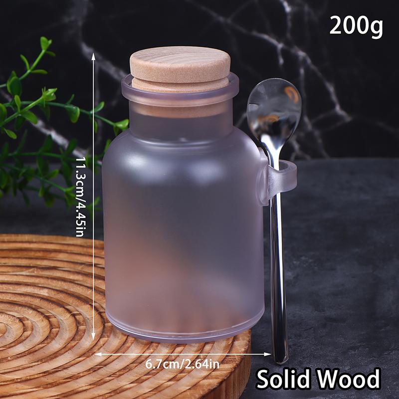 Multipurpose Bath Salt Bottle Frosted ABS Empty Bath Salts Jars With Soft Cork Stainless Steel Spoon