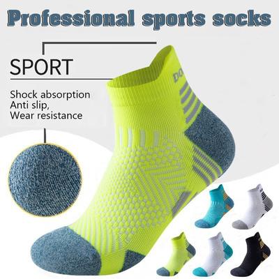 Chaussettes de course de marathon professionnelles pour hommes et femmes, chaussettes de sport, de fitness, épaisses, rembourrées, courtes, coupe basse, bateau, cheville