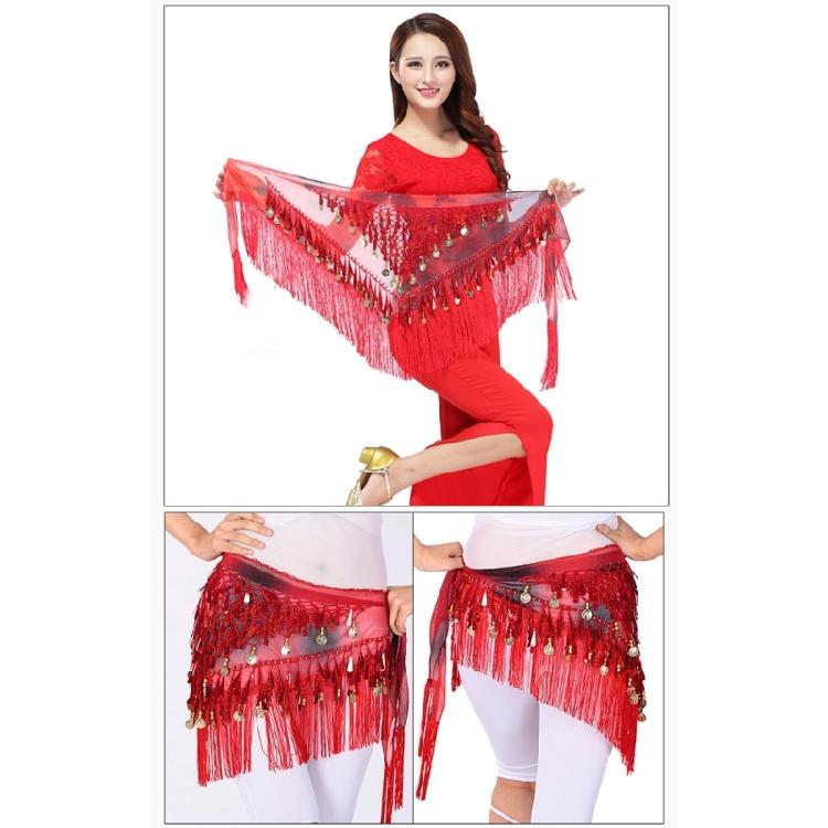 Flashy Belly Dancing Hip Wrap with Fringes Sparkly Waist Chain Hip Scarf