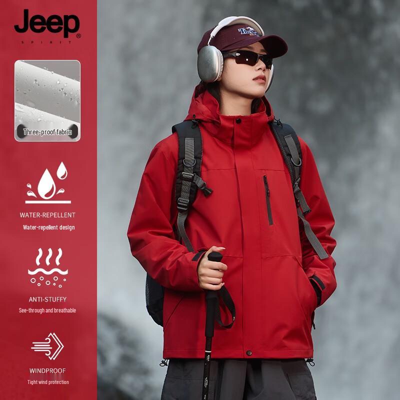 JEEP SPIRIT Unisex 3-in-1 Windproof Waterproof Outdoor Jacket