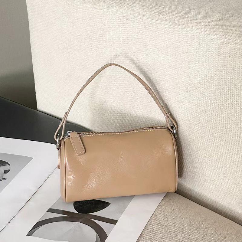 Mini Pillow Bag for Women 2025 New Vintage Cowhide Crossbody Underarm Bag Versatile Casual Fashion Cylinder Bag Trendy