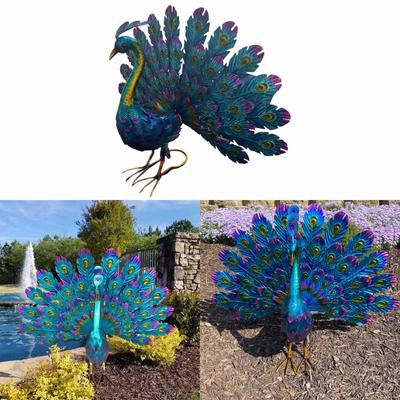 Metal Peacock Statue Decorative Sculpture Figurine Ornament Decoration Outdoor Garden Yard Gift Supplies