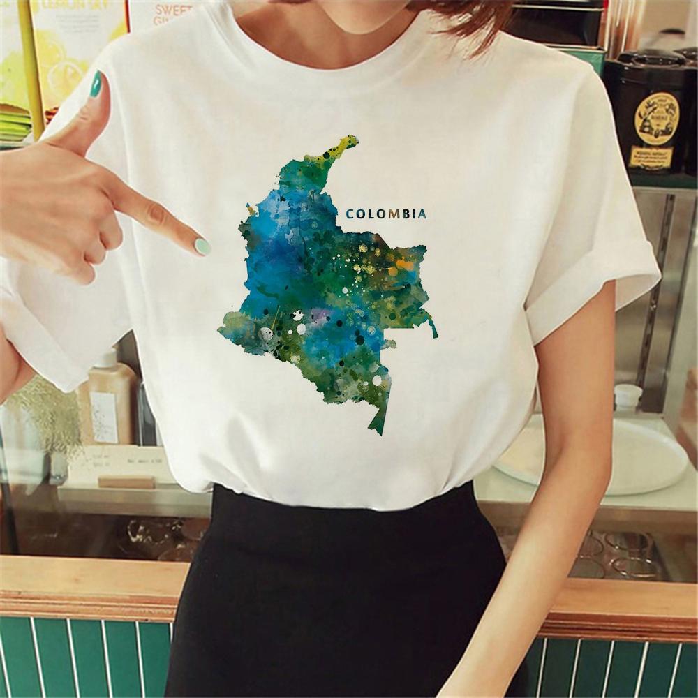 Colombia Tee Women Streetwear T-shirts Girl Anime Graphic Harajuku Clothing