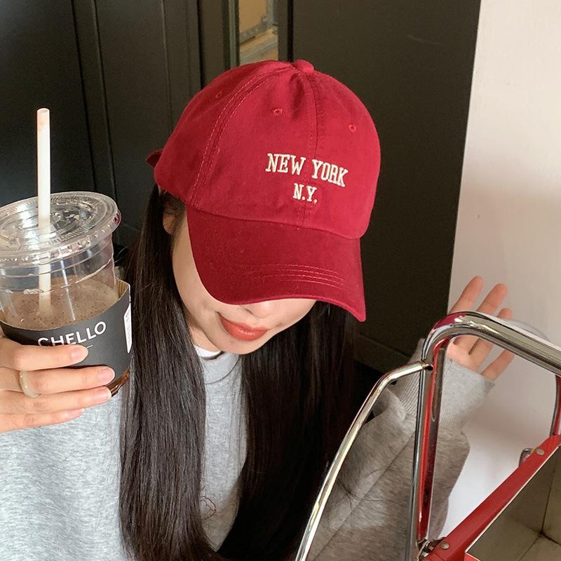 Women Baseball Cap Vintage Washed Cotton Soft Top Dad Hat Retro Y2K Pink Love Heart Letter Embroidered Snapback Caps
