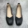 Shoes for Women Slip-on Square Toe Black Woman Flats Leather Casual Stylish Cheap Liquidation Comfortable and Elegant Low Price