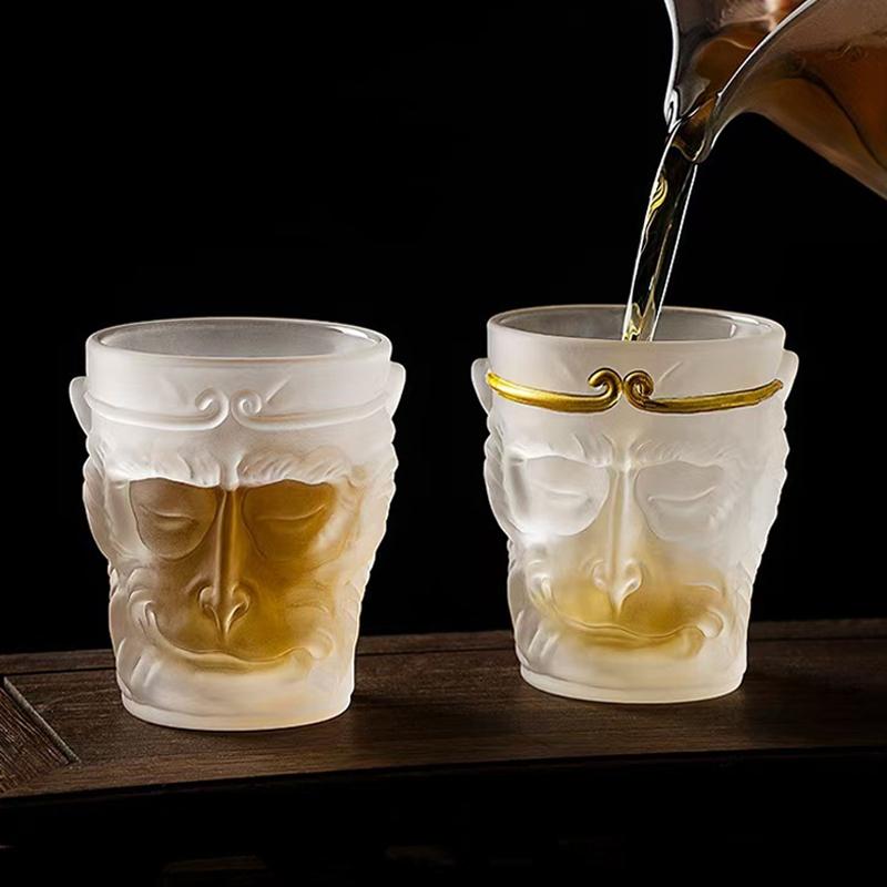 130ml Wukong Glass Cup Transparent Tea Cup Creative Monkey Face Drinking Glasses Coffee Mug Milk Juice Cold Drink Cups Drinkware