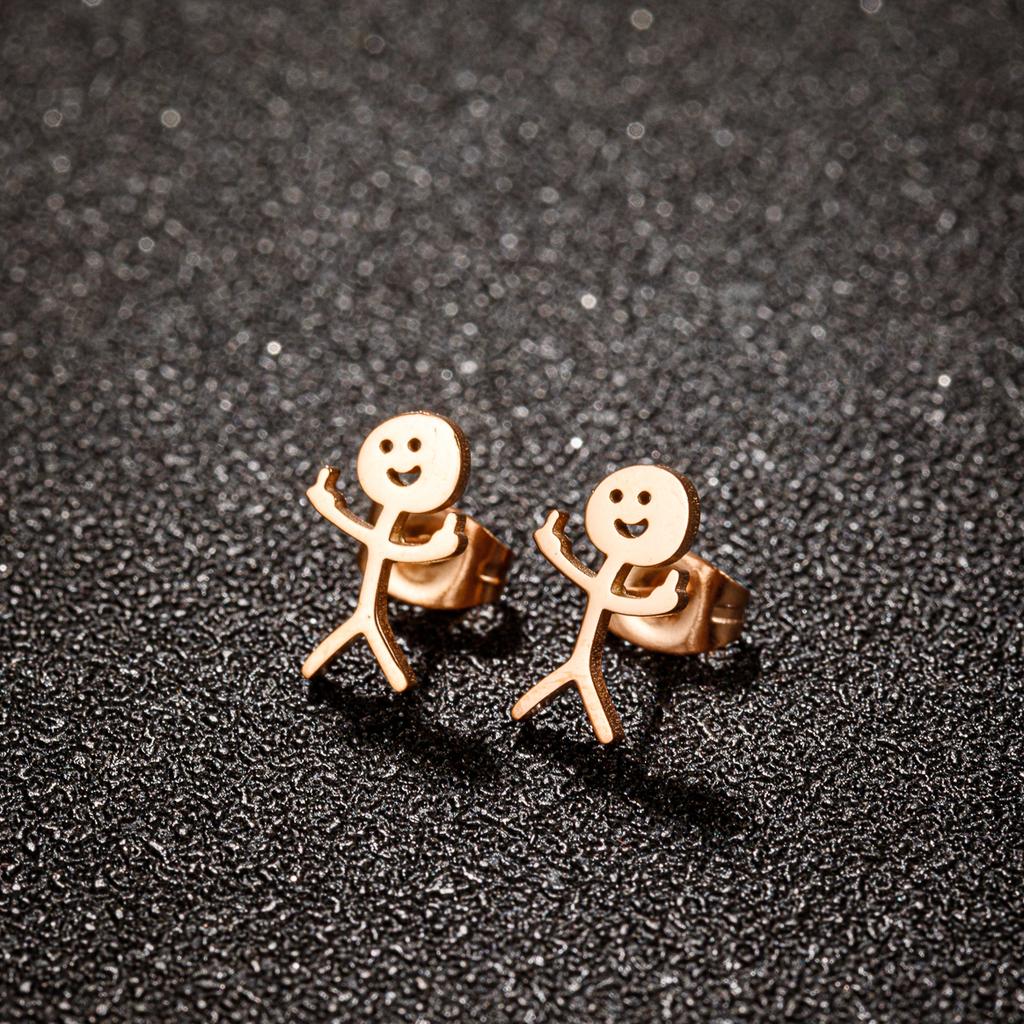 1 Pair Funny Middle Finger Stud Earrings Stainless Steel Simple Finger Earrings for Women 2024 New Trend Jewelry Gift