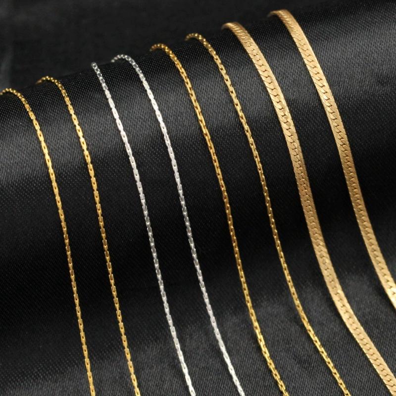 Vintage No Tarnish 14K Gold Filled Snake Chains Permanent Bracelet Necklace Making Jewelry Bulk Chains