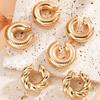 Orecchini a clip rotondi oversize spessi per donna in acciaio inossidabile placcato oro Ear Cuff Tubo cavo Clip spesse Gioielli