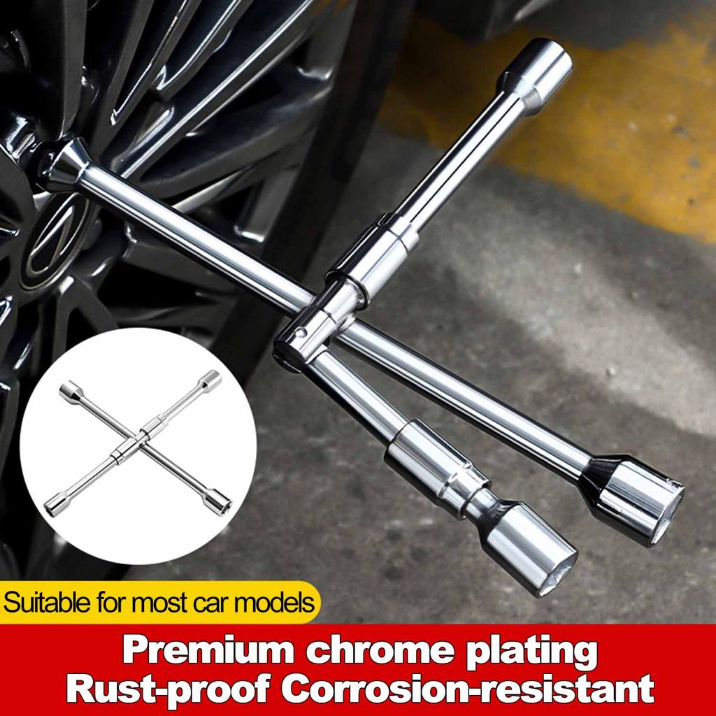 Car Repair Wheel Nut Socket Folding Cross Wrench Spanner Hand Tool Car Repair Tyre Remover Mounting 17 19 21 23mm Hex Socket