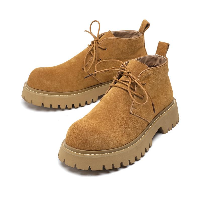 Martin boots men's rhubarb boots Korean version breathable leather boots men's high-top boots men's casual Martin boots men's 7302-R