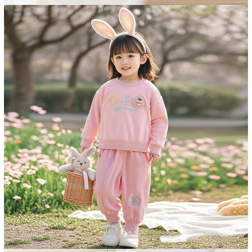 Girls' Spring and Autumn Embroidered Sweater Suit, Western Style, Baby Girl, All-match Fashion, Children's Long-sleeved Clothes, Two-piece Suit