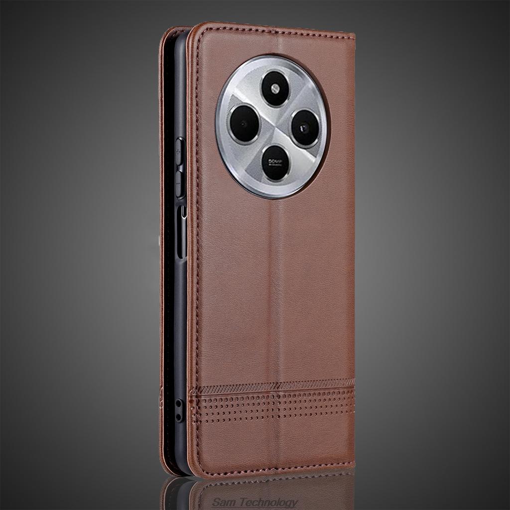 Magnetic Adsorption Leather Fitted Case for Xiaomi Redmi 14C 4G / Redmi 14R 5G Flip Cover Protective Case Capa Fundas Coque