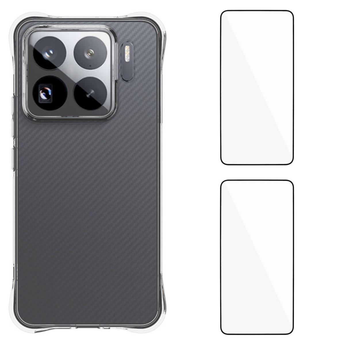 

For Xiaomi 15S Pro TPU Case WANLONFENG WL2 Series 2.0mm Phone Cover with 2Pcs Tempered Glass Films Transparent