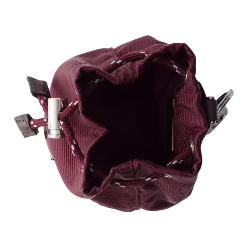 Prada Re-Nylon Speedrock Icon Enamel Metal Triangle Logo Fabric Bag Charm Bag Peripheral Mini Men's Bordeaux Red